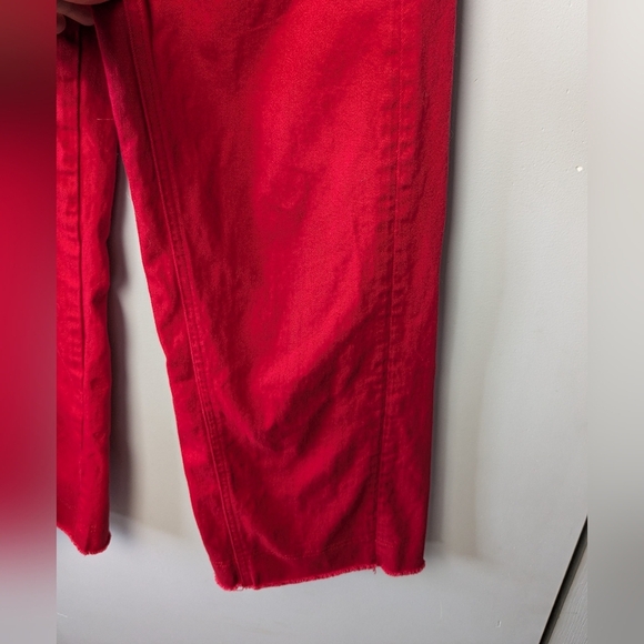 MAJE Crop Wide Leg Red Summer Pants Size 38 = Medium Or 6-8 99% Cotton - Picture 3 of 14